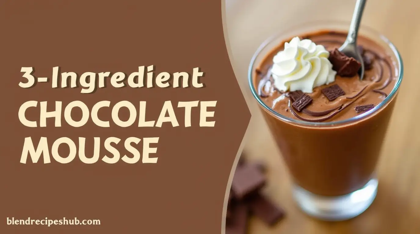 3 Ingredient Chocolate Mousse served in a glass cup, topped with whipped cream and chocolate shavings