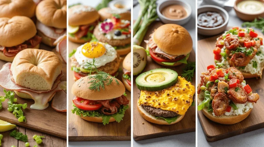 Easy Kaiser Roll Recipe: Step-by-Step Guide to Baking This Classic Bread 5 Various pairing ideas for Kaiser rolls, including ham and cheese, gourmet burgers, breakfast rolls with eggs and bacon, and vegetarian options with avocado and roasted vegetables