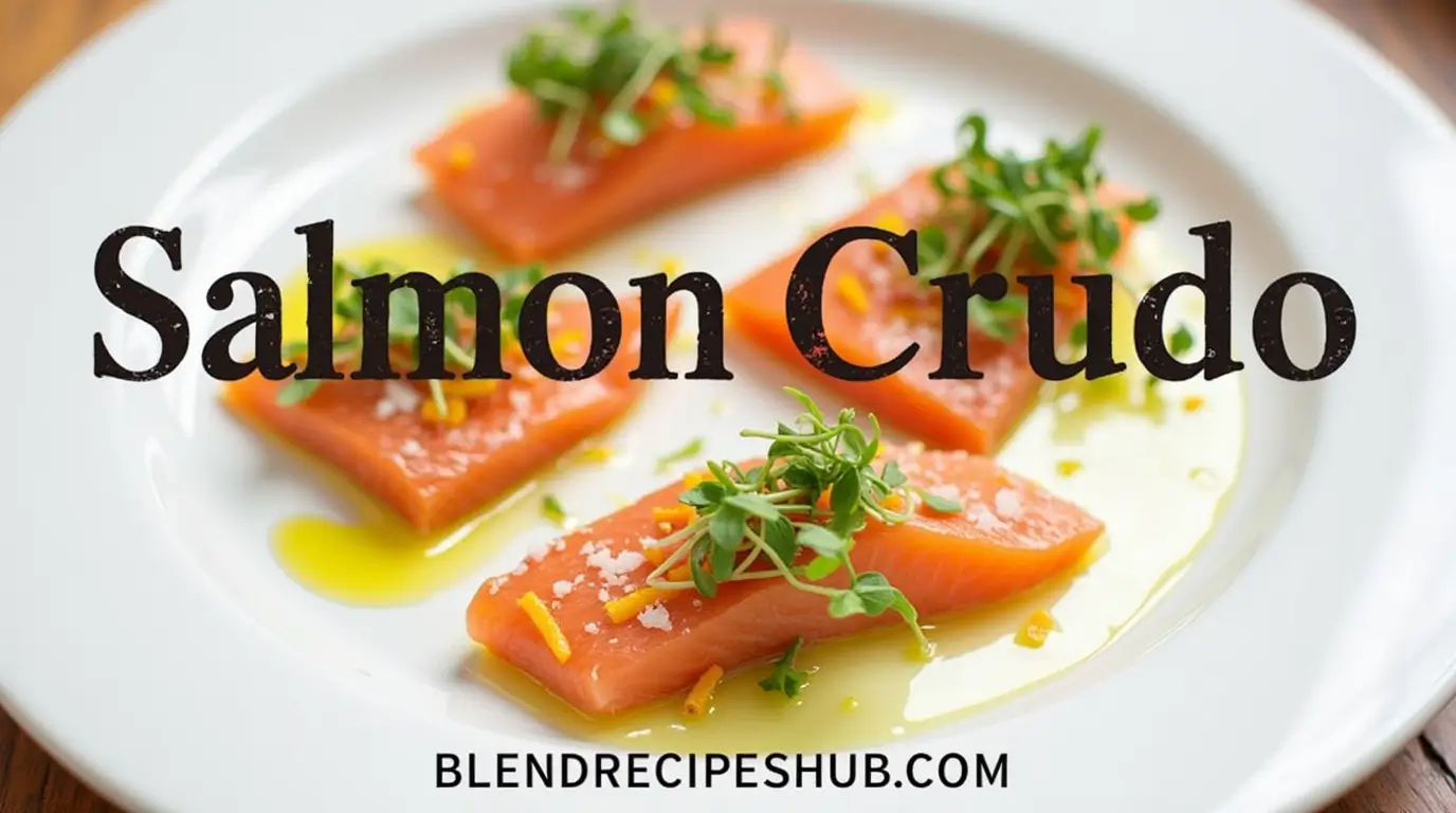 Salmon Crudo Recipe: How to Cook Simple and Irresistible Dish in 15 Minutes 1 Thinly sliced salmon crudo garnished with citrus zest, olive oil, and microgreens on a white plate