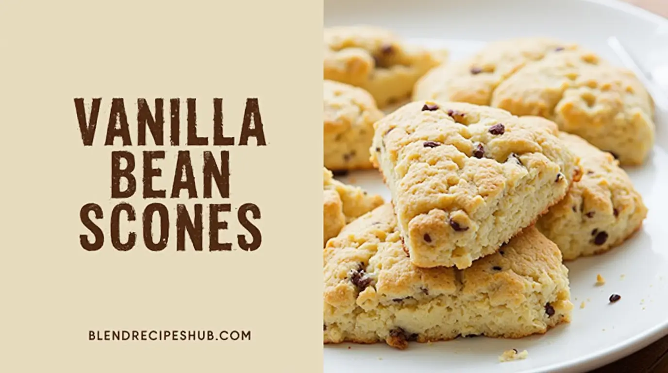 Vanilla Bean Scones Recipe: 5 Easy Steps to Make It Perfect 1 Vanilla Bean Scones recipe with bold text 'Vanilla Bean Scones' and website name blendrecipeshub.com