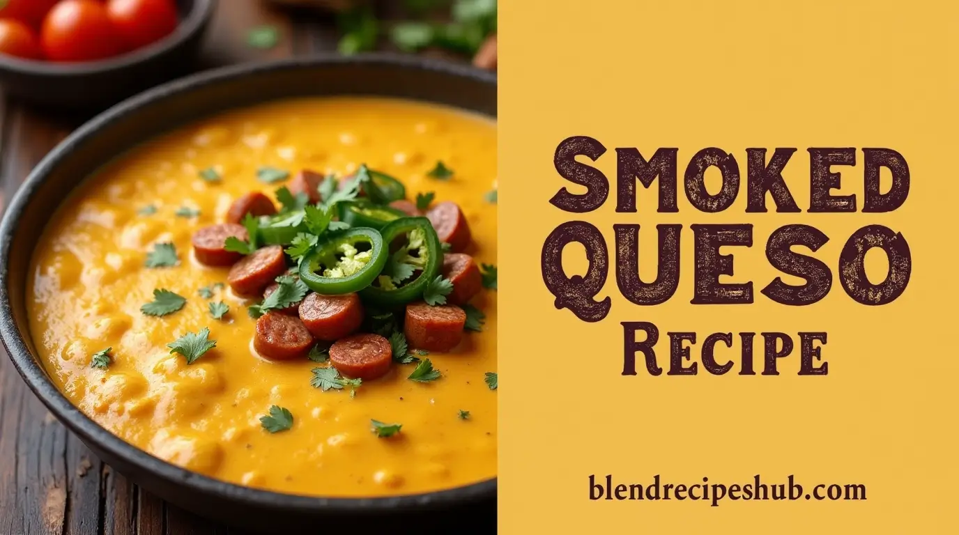 Homemade Smoked Queso Recipe: 4 Easy and Quick Tips You Need To Know 1 Smoked Queso Recipe with bold rustic lettering and blendrecipeshub.com