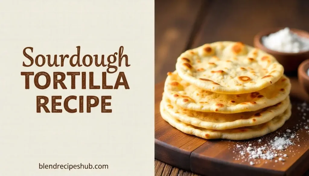 Sourdough Tortilla Recipe with fresh tortillas and ingredients