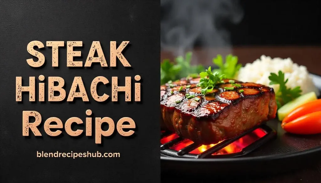 A delicious Steak Hibachi Recipe with a vibrant presentation on a grill, featuring vegetables and rice