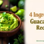 A two-section image featuring a fresh bowl of guacamole with avocados, limes, onions, and salt